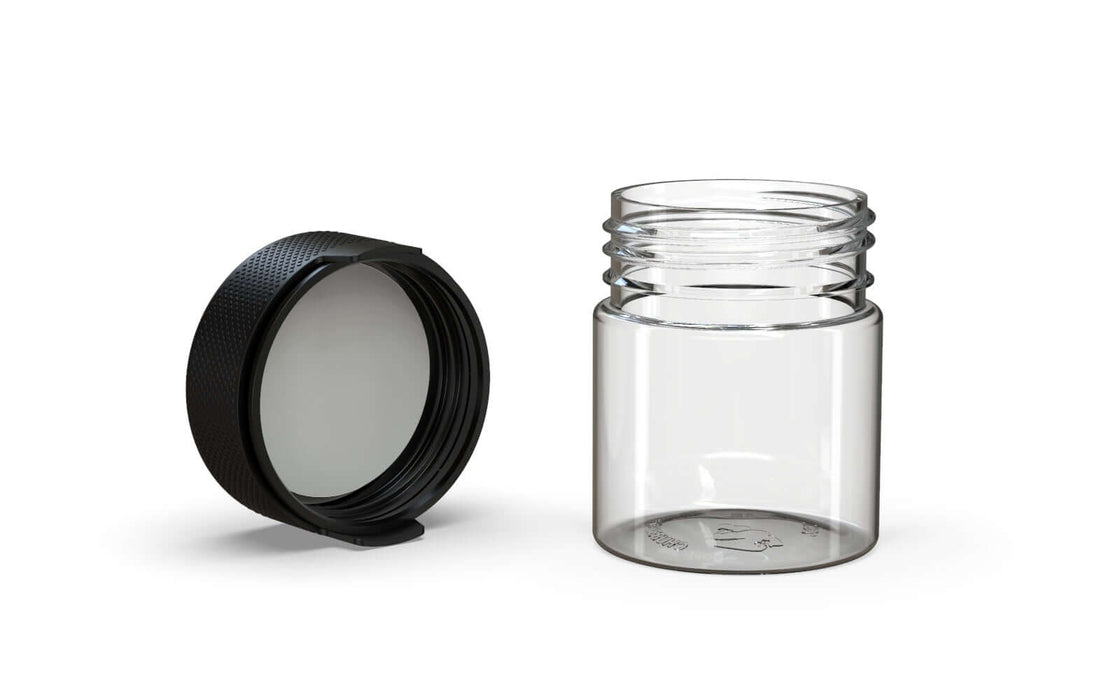90CC/3FL.OZ Aviator CR - Container With Inner Seal & Tamper - Clear Natural With Opaque Black Lid