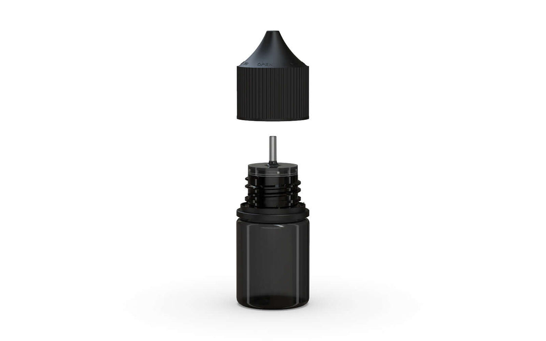 Chubby Gorilla - 20ML Stubby Production-Ready Unicorn Bottle - Transparent Black Bottle / Black Cap - V3