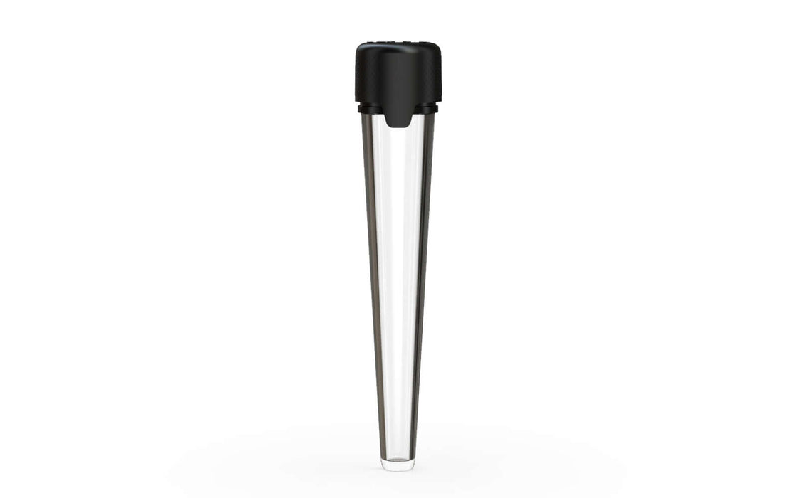 AVIATOR CR - TUBE 113MM WITH INNER SEAL & TAMPER - CLEAR NATURAL TRANSPARENT WITH OPAQUE BLACK LID