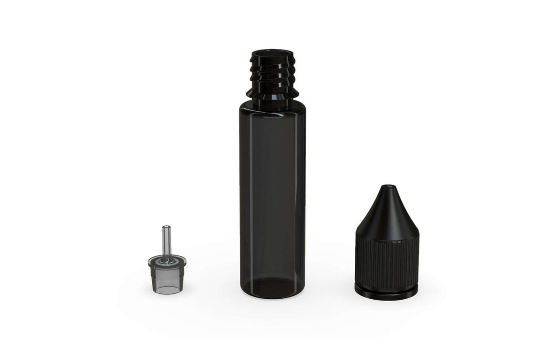 Chubby Gorilla - 20ML Production-Ready Unicorn Bottle - Transparent Black Bottle / Black Cap - V3