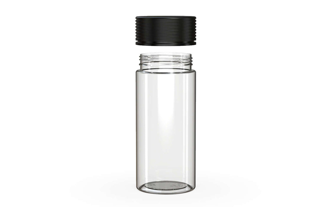 240CC/8FL.OZ Spiral CR - Container With Inner Seal & Tamper - Clear Natural With Opaque Black Lid