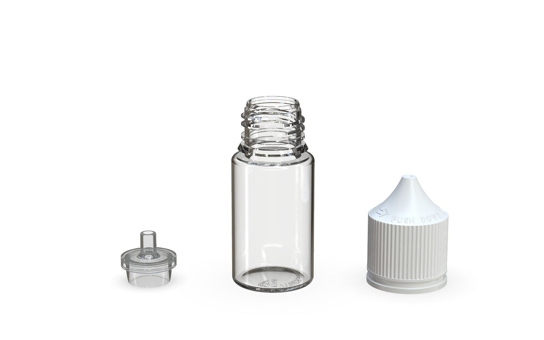 Chubby Gorilla - 30ML Stubby Production-Ready Unicorn Bottle - Clear Bottle / White Cap - V3 with Reducer tip (Copy)