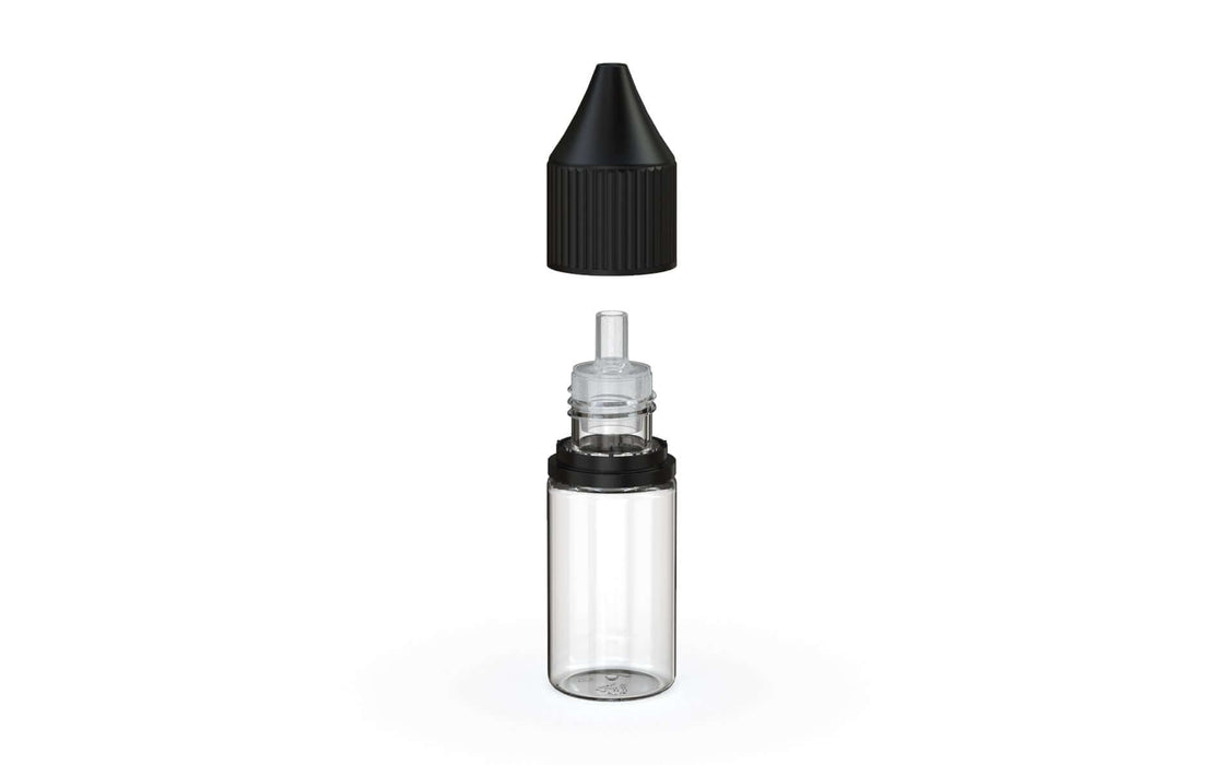 Chubby Gorilla - 10ML Production-Ready Unicorn Bottle - Clear Bottle / Black Cap - V3 - With Reducer