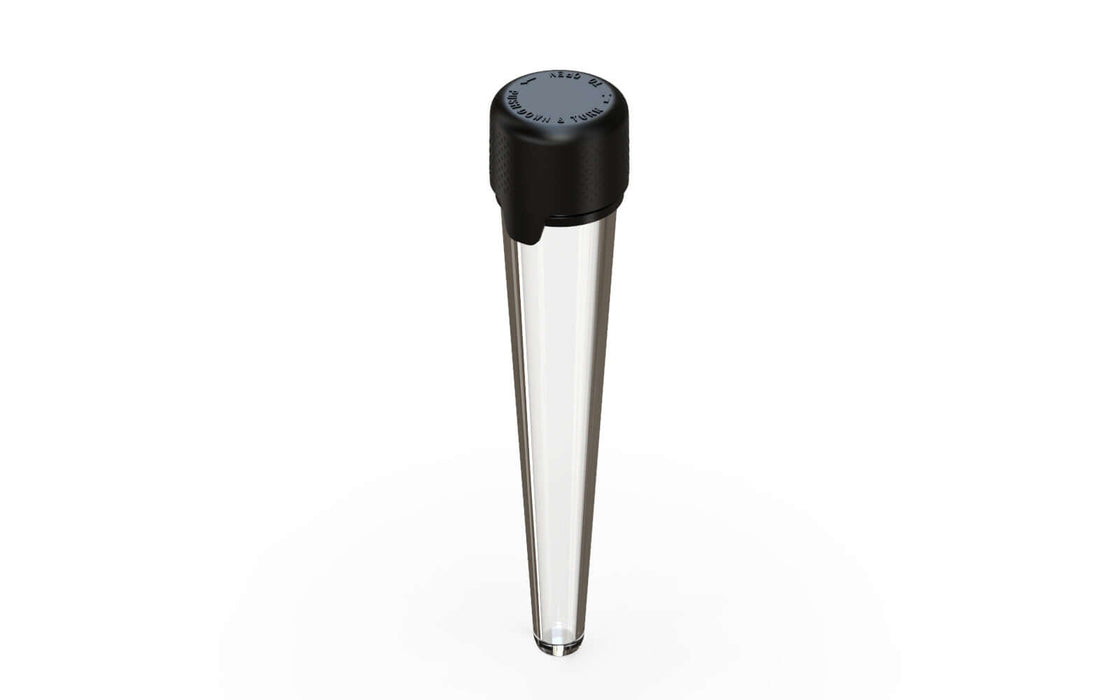 AVIATOR CR - TUBE 113MM WITH INNER SEAL & TAMPER - CLEAR NATURAL TRANSPARENT WITH OPAQUE BLACK LID
