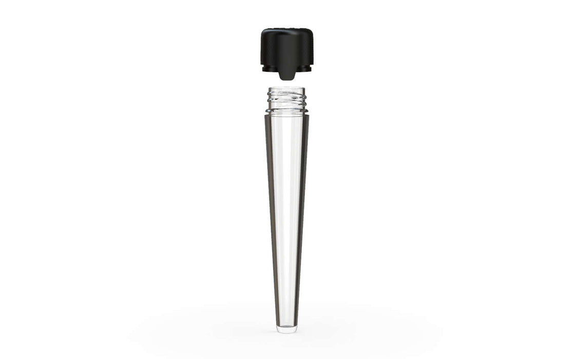 AVIATOR CR - TUBE 113MM WITH INNER SEAL & TAMPER - CLEAR NATURAL TRANSPARENT WITH OPAQUE BLACK LID