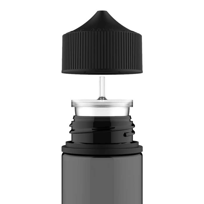 Chubby Gorilla - 120ML Production-Ready Unicorn Bottle - Translucent Black Bottle / Black Cap - V3