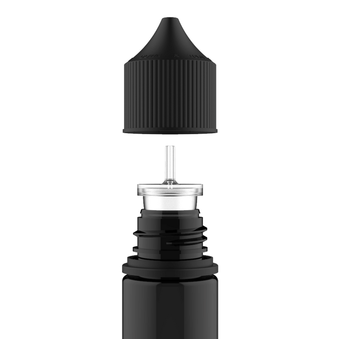 Chubby Gorilla Chubby Gorilla - 30ML Stubby Unicorn Bottle - Transparent Black Bottle / Black Cap - V3