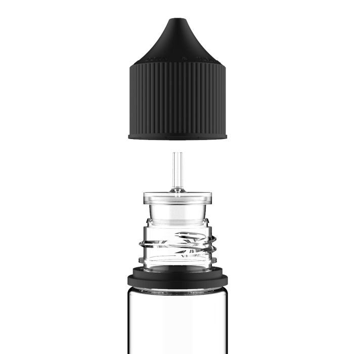 Chubby Gorilla Chubby Gorilla - 30ML Stubby Unicorn Bottle - Clear Bottle / Black Cap - V3