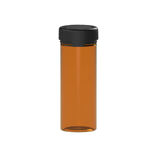 240CC/8FL.OZ/240ML Aviator CR - Container With Inner Seal & Tamper - Translucent Amber With Opaque Black Lid - Copackr.com