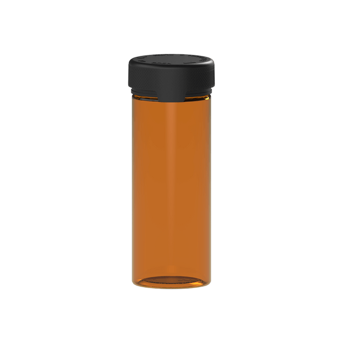 240CC/8FL.OZ/240ML Aviator CR - Container With Inner Seal & Tamper - Translucent Amber With Opaque Black Lid - Copackr.com