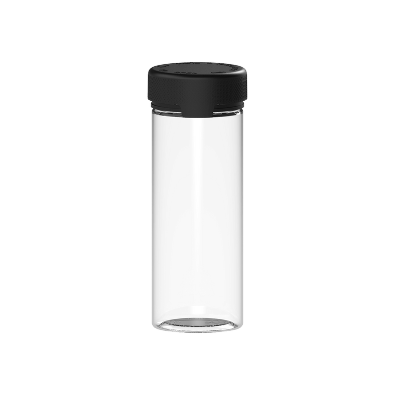 240CC/8FL.OZ/240ML Aviator CR - Container With Inner Seal & Tamper - Clear Natural With Opaque Black Lid - Copackr.com