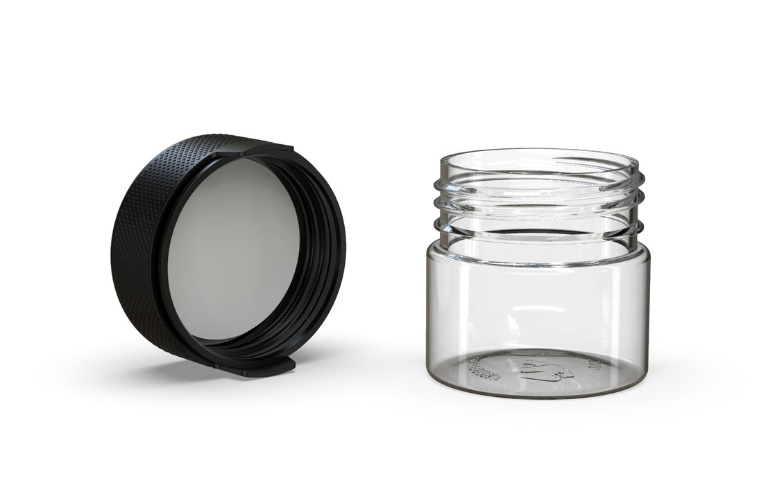 60CC/2FL.OZ/60ML Aviator CR - Container With Inner Seal & Tamper - Clear Natural With Opaque Black Lid