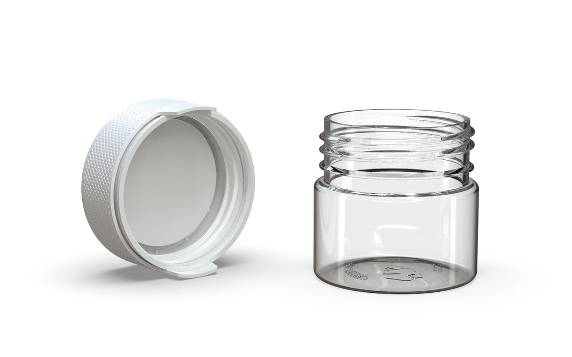 60CC/2FL.OZ Aviator CR - Container With Inner Seal & Tamper - Clear Natural With Opaque White Lid