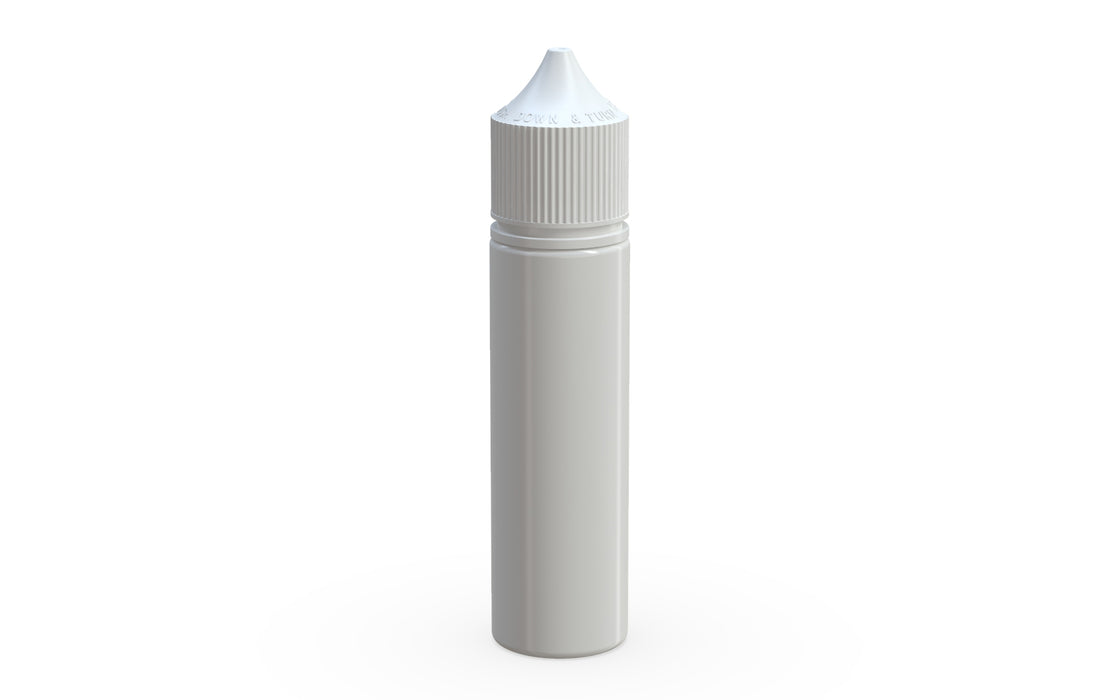 Chubby Gorilla - 60ML Production-Ready Unicorn Bottle - White Bottle / White Cap - V3 with Reducer Tip