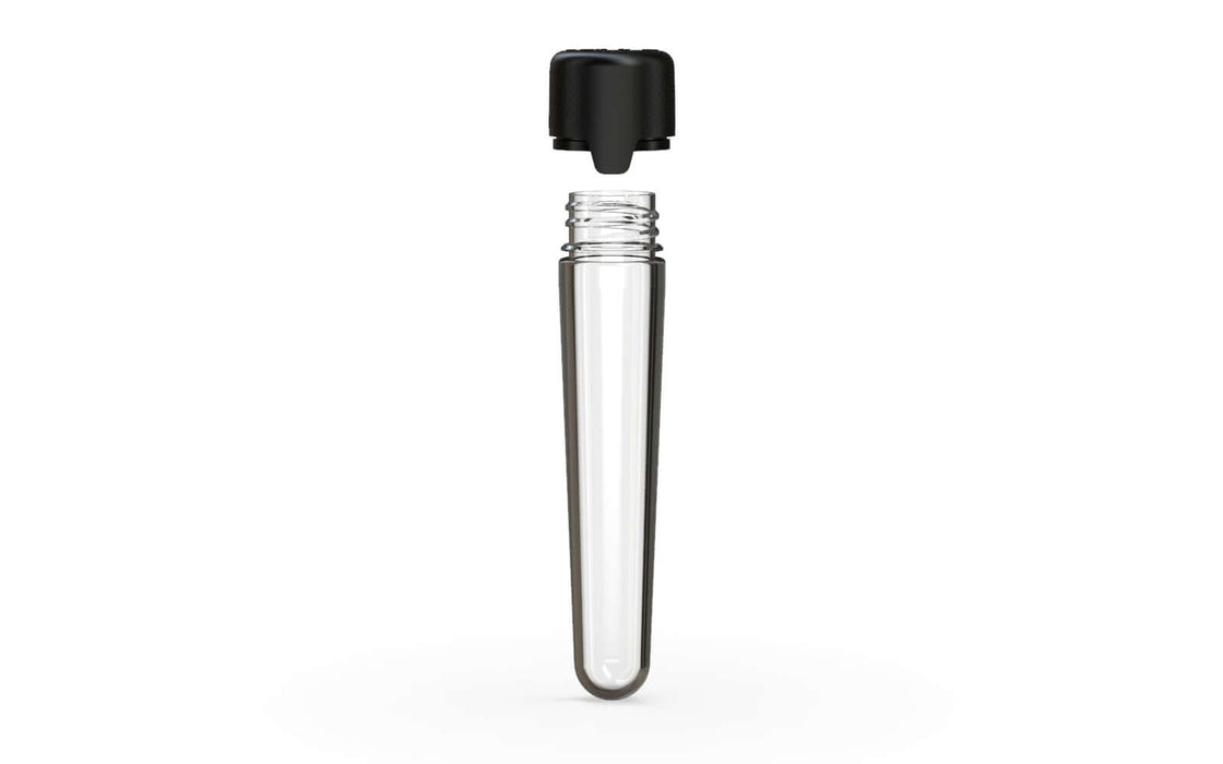 AVIATOR CR - TUBE 100MM WITH INNER SEAL & TAMPER - CLEAR NATURAL (TRANSPARENT) WITH OPAQUE BLACK LID