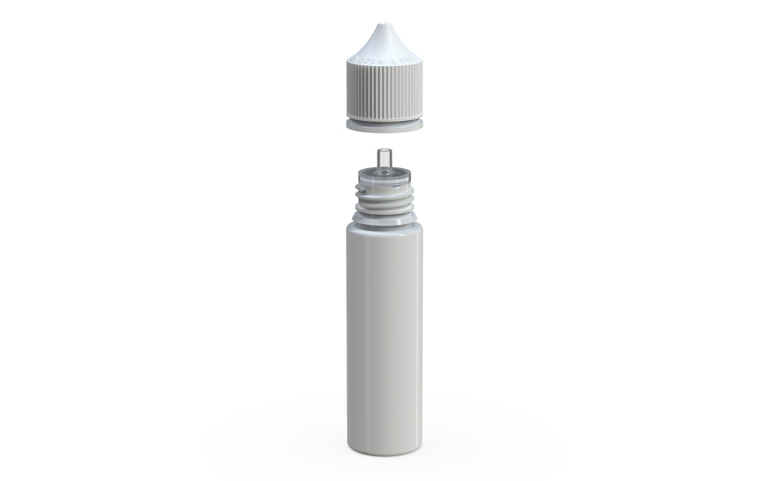 Chubby Gorilla - 60ML Production-Ready Unicorn Bottle - White Bottle / White Cap - V3 with Reducer Tip