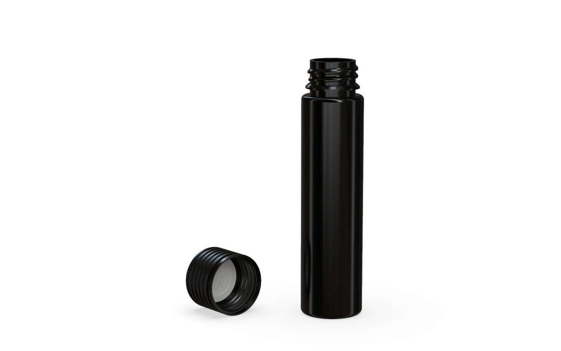 SPIRAL CR - TUBE 95MM WITH INNER SEAL & TAMPER - OPAQUE BLACK WITH OPAQUE BLACK LID