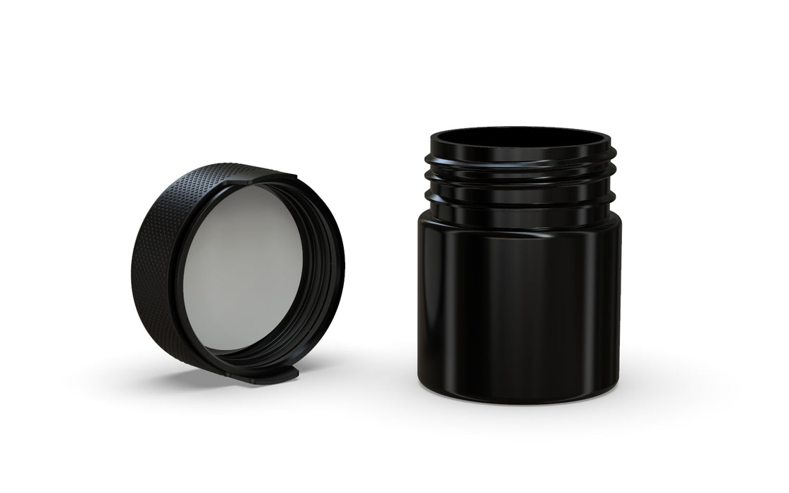90CC/3FL.OZ/90ML Aviator CR - Container With Inner Seal & Tamper - Opaque Black With Opaque Black Lid