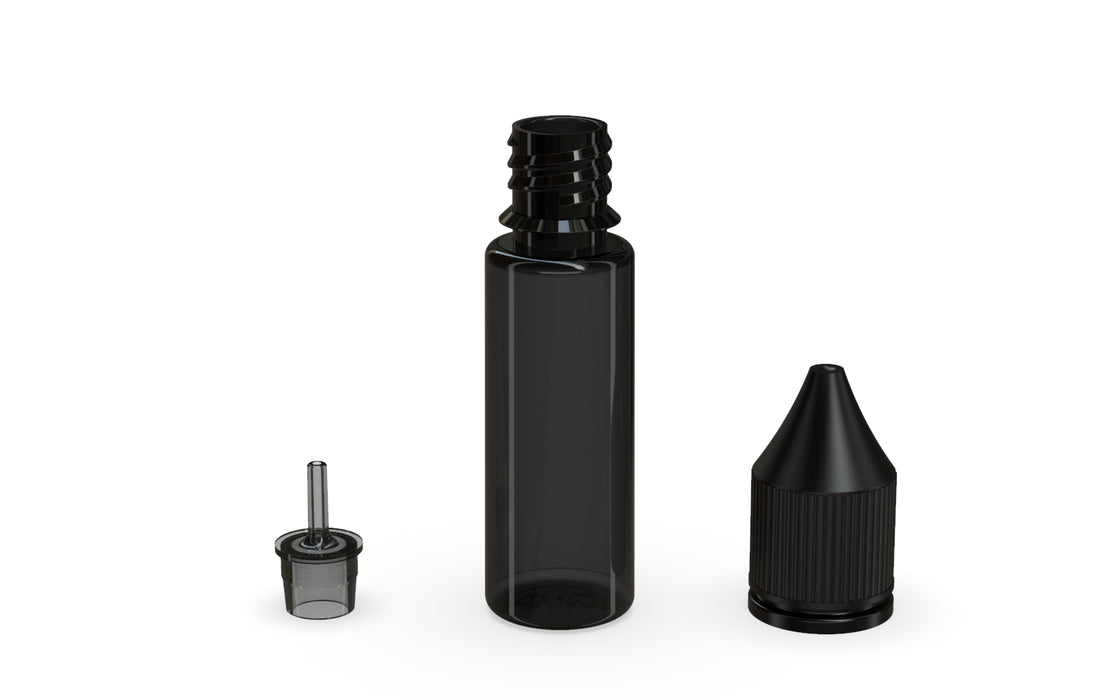 Chubby Gorilla - 15ML V3 Production-Ready Unicorn Bottle - Translucent Black Bottle / Black Cap - V3