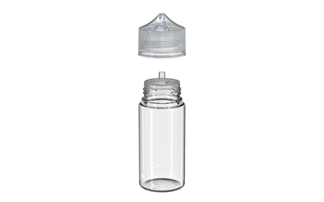 Chubby Gorilla - 120ML Production-Ready Unicorn Bottle - Clear Bottle / Natural Cap - V3 with Reducer Tip