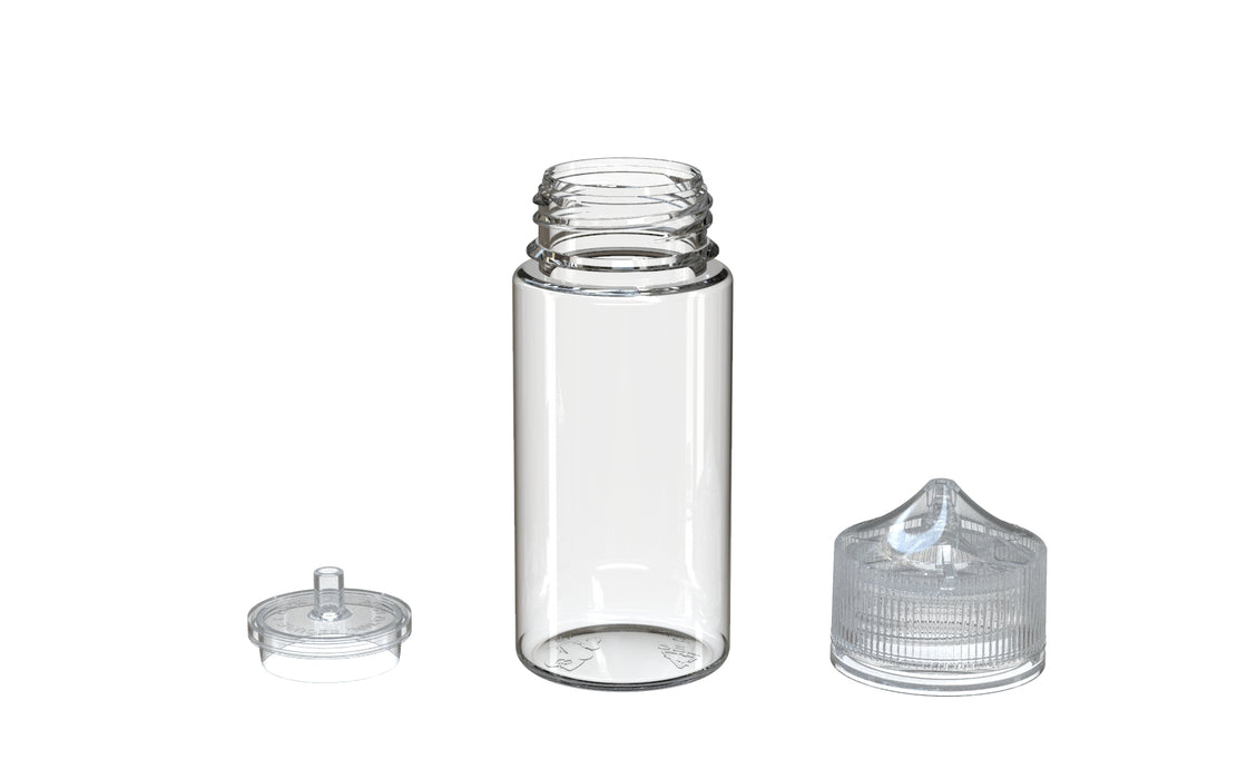 Chubby Gorilla - 120ML Production-Ready Unicorn Bottle - Clear Bottle / Natural Cap - V3 with Reducer Tip