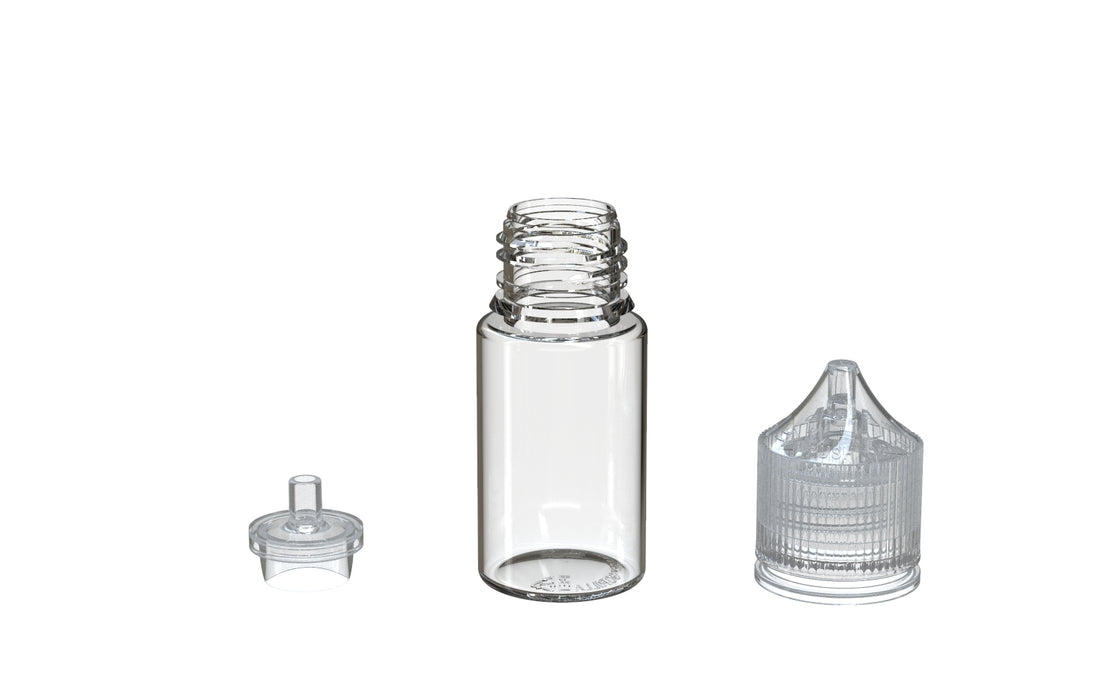 Chubby Gorilla - 30ML Stubby Production-Ready Unicorn Bottle - Clear Bottle / Natural Cap - V3 with Reducer tip