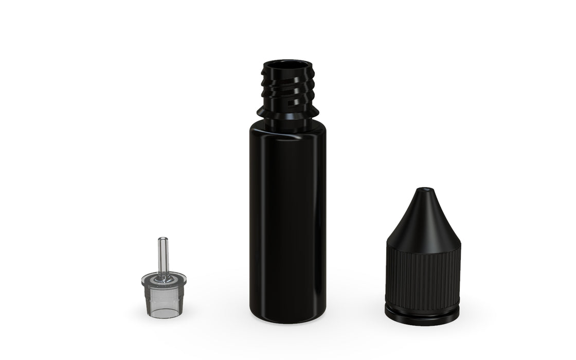 Chubby Gorilla - 15ML V3 Production-Ready Unicorn Bottle - Opaque Black Bottle / Black Cap - V3