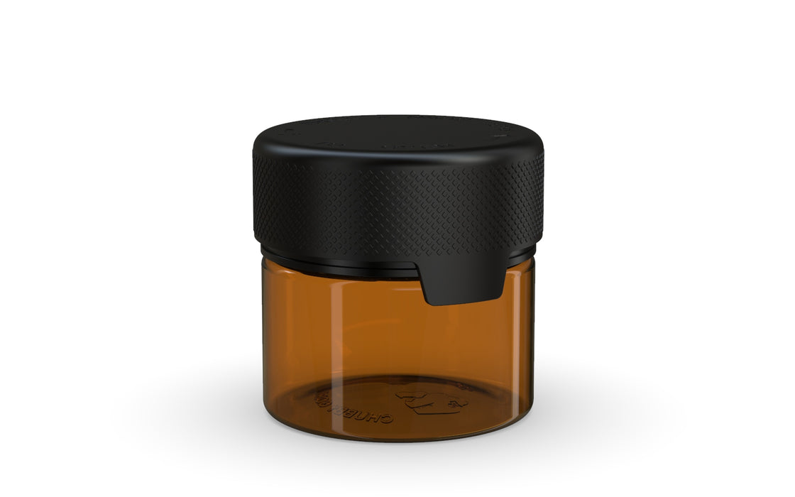 60CC/2FL.OZ/60ML Aviator CR - Container With Inner Seal & Tamper - Translucent Amber With Opaque Black Lid