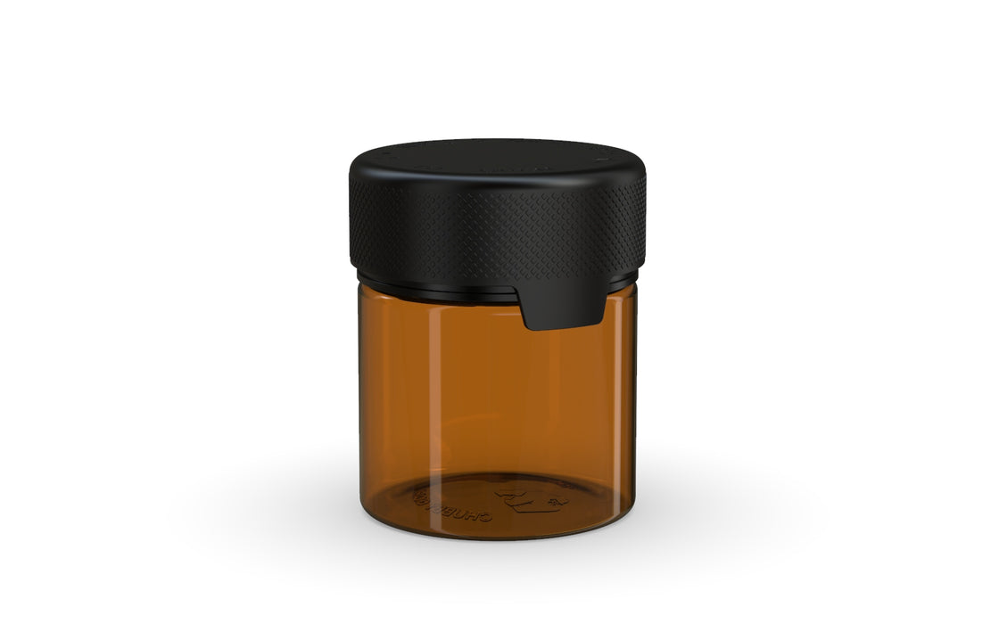 90CC/3FL.OZ/90ML Aviator CR - Container With Inner Seal & Tamper - Translucent Amber With Opaque Black Lid