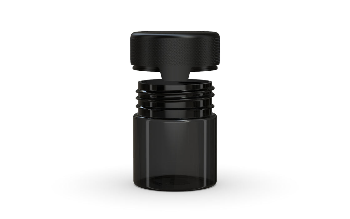 90CC/3FL.OZ/90ML Aviator CR - Container With Inner Seal & Tamper - Translucent Black With Opaque Black Lid