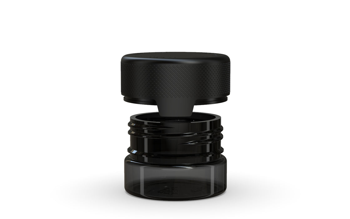 30CC/1FL.OZ/30ML Aviator CR - Container With Inner Seal & Tamper - Translucent Black With Opaque Black Lid