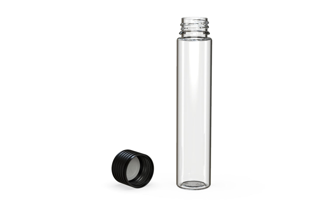 SPIRAL CR - TUBE 115MM WITH INNER SEAL & TAMPER - CLEAR NATURAL (TRANSPARENT) WITH OPAQUE BLACK LID