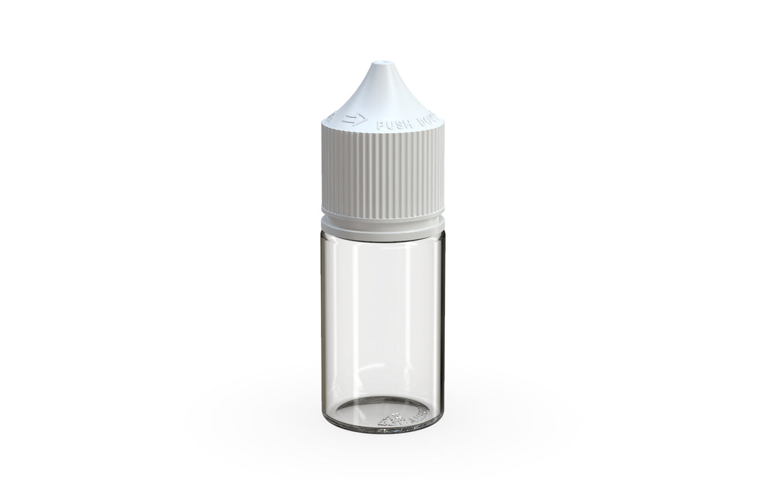 Chubby Gorilla - 30ML Stubby Production-Ready Unicorn Bottle - Clear Bottle / White Cap - V3 with Reducer tip (Copy)