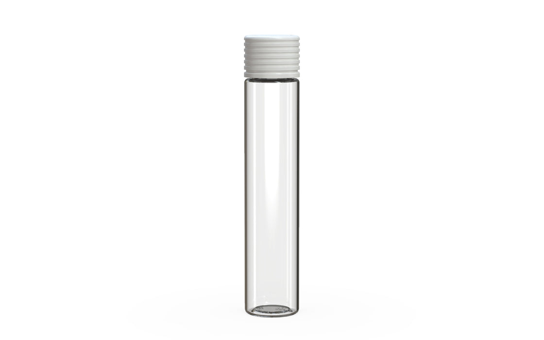 SPIRAL CR - TUBE 115MM WITH INNER SEAL & TAMPER - CLEAR NATURAL (TRANSPARENT) WITH OPAQUE WHITE LID