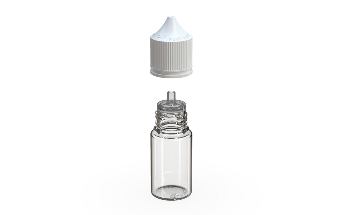 Chubby Gorilla - 30ML Stubby Production-Ready Unicorn Bottle - Clear Bottle / White Cap - V3 with Reducer tip (Copy)