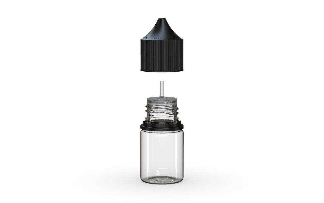 Chubby Gorilla - 20ML Stubby Production-Ready Unicorn Bottle - Clear Bottle / Black Cap - V3