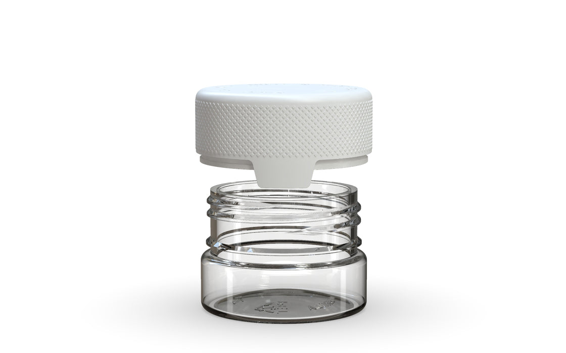 30CC/1FL.OZ/30ML Aviator CR - Container With Inner Seal & Tamper - Clear Natural With Opaque White Lid