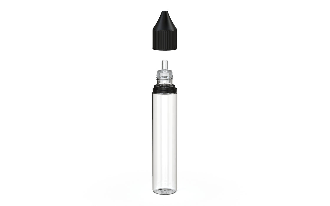 Chubby Gorilla - 30ML Production-Ready Unicorn Bottle - Clear Bottle / Black Cap - V3 with Reducer Tip