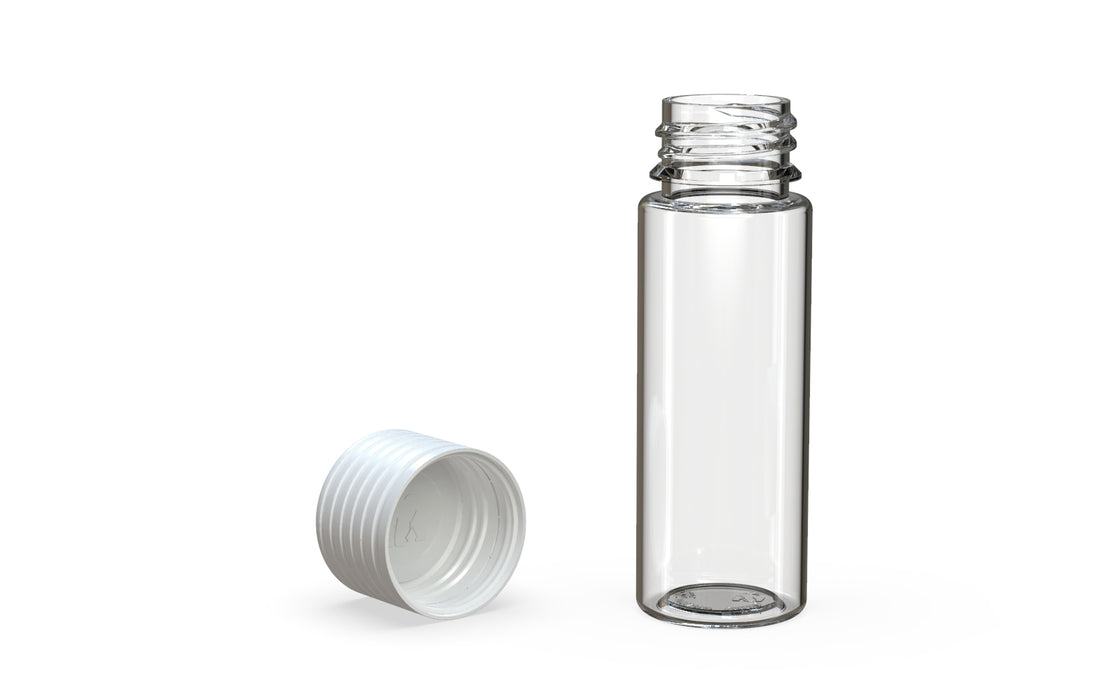 SPIRAL CR - TUBE 65MM WITH INNER SEAL & TAMPER - CLEAR NATURAL (TRANSPARENT) WITH OPAQUE WHITE LID