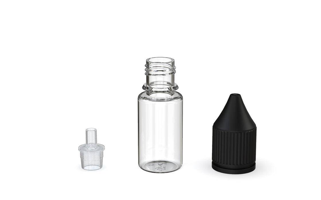 Chubby Gorilla - 10ML Production-Ready Unicorn Bottle - Clear Bottle / Black Cap - V3 - With Reducer