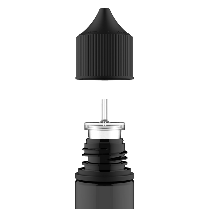 Chubby Gorilla - 50ML Unicorn Bottle - Transparent Black Bottle / Black Cap - V3 - Copackr.com