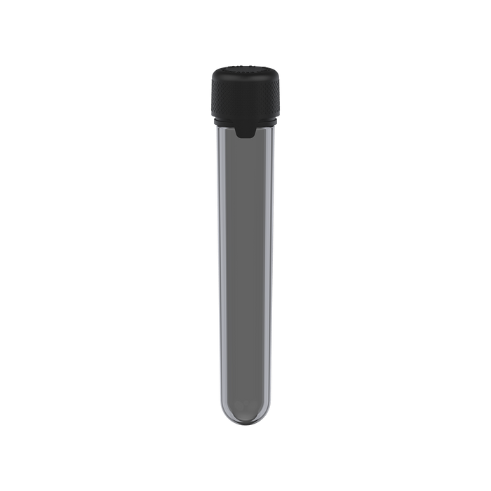 AVIATOR CR - TUBE 120MM WITH INNER SEAL & TAMPER - TRANSLUCENT BLACK WITH OPAQUE BLACK LID - Copackr.com