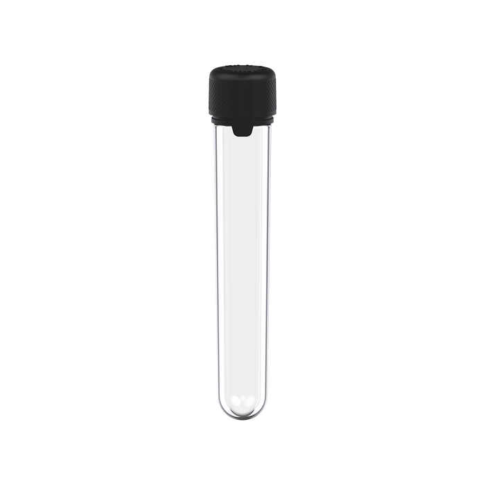 AVIATOR CR - TUBE 100MM WITH INNER SEAL & TAMPER - CLEAR NATURAL (TRANSPARENT) WITH OPAQUE BLACK LID - Copackr.com