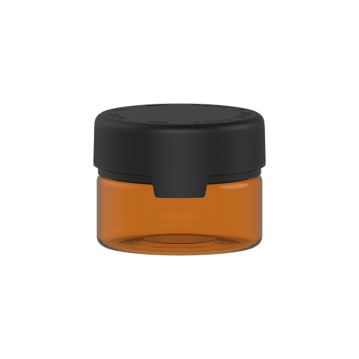 220CC/7.5FL.OZ/220ML Aviator CR - XL Container With Inner Seal & Tamper - Translucent Amber With Opaque Black Lid - Copackr.com